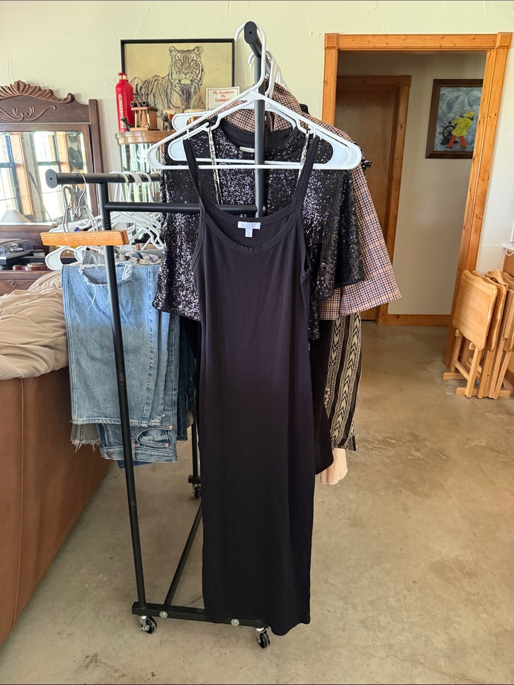 Abound Black Midi Slip Dress